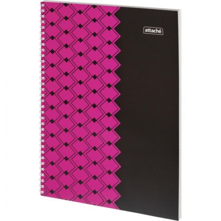 Тетрадь общая А4 60л Attache Персия Фукс/Черн клет, 65г, греб, ВД-лак