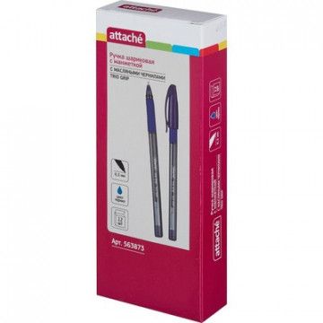 Ручка шариковая одноразовая Attache Glide Trio Grip синяя (толщина линии 0.5 мм)