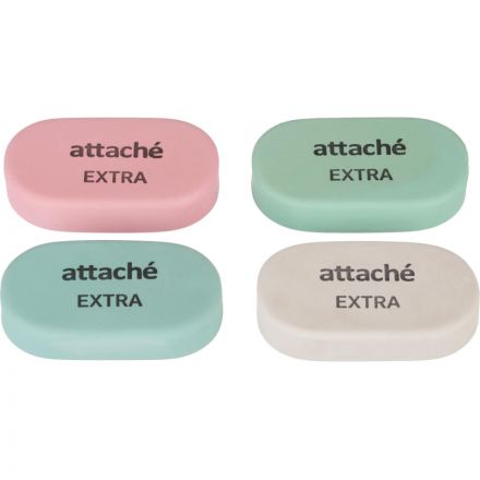 Ластик овальный Attache Extra, нат.каучук, 45x28x10мм, пастельн.ассорти