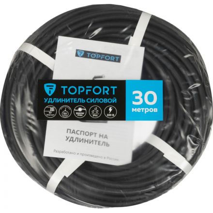 Удлинитель Topfort КГ 3х1,5кв.мм 30м в бухте 1 гнездо, с/з.,с/загл.,IP44