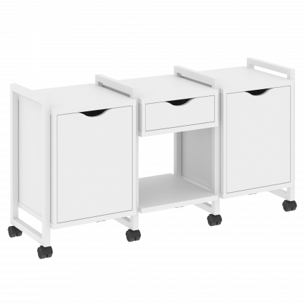 Loft Тумба на колесных опорах наборная. Вариант №7 VR.L-TN-7.K Белый бриллиант/Белый металл 1440*460*767 Loft Тумба на колесных опорах наборная. Вариант №7 VR.L-TN-7.K Белый бриллиант/Белый металл 1440*460*767