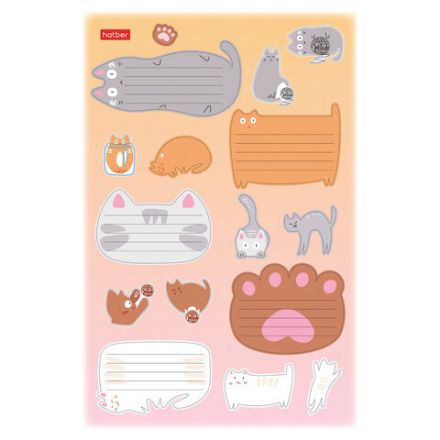 Наклейки "КОТОВАСИЯ" для маркировки школьных принадлежностей, НАБОР 4 листа, 64 наклейки, HATBER, 4Н5н