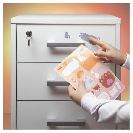 Наклейки "КОТОВАСИЯ" для маркировки школьных принадлежностей, НАБОР 4 листа, 64 наклейки, HATBER, 4Н5н