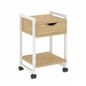 Loft Тумба на колесных опорах с ящиком и полкой VR.L-T1.K Тиквуд светлый/Белый металл 500*460*767