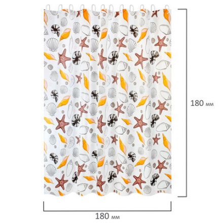 Шторка для ванной PEVA, 180х180 см, кольца в комплекте, 3 дизайна ассорти, МОРЕ, PRIMILA (ПРИМИЛА), 700074 Шторка для ванной PEVA, 180х180 см, кольца в комплекте, 3 дизайна ассорти, МОРЕ, PRIMILA (ПРИМИЛА), 700074