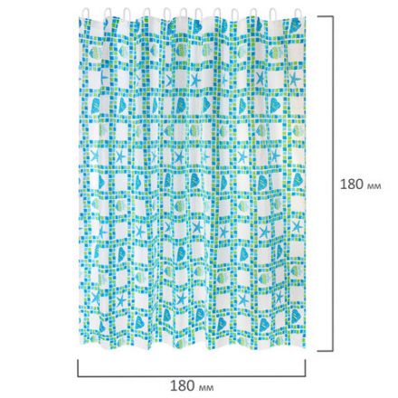 Шторка для ванной PEVA, 180х180 см, кольца в комплекте, 3 дизайна ассорти, МОРЕ, PRIMILA (ПРИМИЛА), 700074 Шторка для ванной PEVA, 180х180 см, кольца в комплекте, 3 дизайна ассорти, МОРЕ, PRIMILA (ПРИМИЛА), 700074