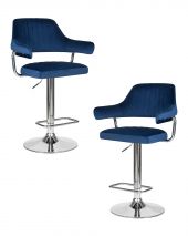 Набор 2 шт Стул барный DOBRIN CHARLY, синий велюр (MJ9-117)