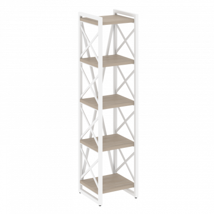 Loft Стеллаж на регулируемых опорах-5 полок VR.L-MST.O-5.4 Дуб аттик/Белый металл 400*400*1650