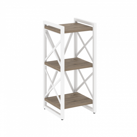 Loft Стеллаж на регулируемых опорах-3 полки VR.L-MST.O-3.4 Тиквуд тёмный/Белый металл 400*400*910 Loft Стеллаж на регулируемых опорах-3 полки VR.L-MST.O-3.4 Тиквуд тёмный/Белый металл 400*400*910