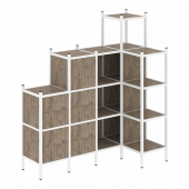 Loft Угловой внутренний стеллаж наборный VR.L-48 Тиквуд тёмный/Белый металл 1694*862*1869