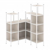 Loft Угловой внутренний стеллаж наборный VR.L-39 Денвер светлый/Белый металл 1278*1278*1869