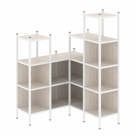 Loft Угловой внутренний стеллаж наборный VR.L-39 Денвер светлый/Белый металл 1278*1278*1869