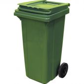 Контейнер-бак мусорный 120 л пластиковый на 2-х колесах с крышкой зеленый