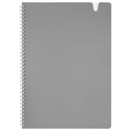 Тетрадь обложка пластик, А4 80 л., гребень мягкий, вырубка для ручки, клетка, BRAUBERG, серый, 405372