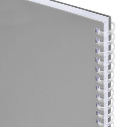 Тетрадь обложка пластик, А4 80 л., гребень мягкий, вырубка для ручки, клетка, BRAUBERG, серый, 405372