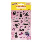 Наклейки зефирные "Кошки", многоразовые, с блестками, 10х15 см, ЮНЛАНДИЯ, 661825