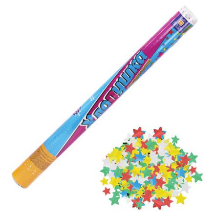 Хлопушка пневматическая 60 см "XXL ЗВЕЗДЫ", фольга, ассорти, ЗОЛОТАЯ СКАЗКА, 592466