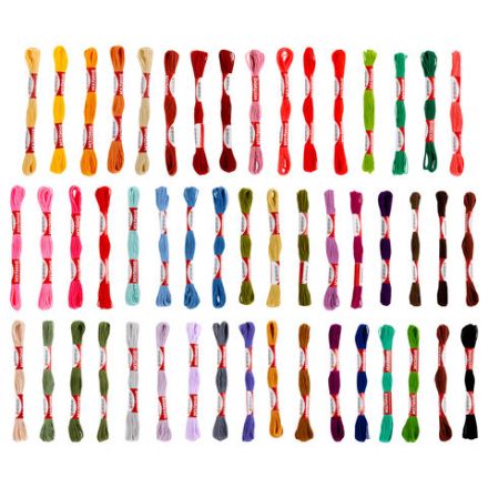 Нитки для вышивания (мулине), набор 50 цветов, 8 м, полиэфир, DEVELIA (Девелиа), 665431