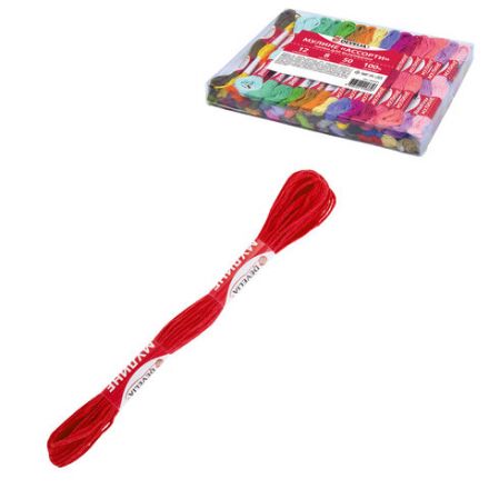 Нитки для вышивания (мулине), набор 50 цветов, 8 м, полиэфир, DEVELIA (Девелиа), 665431