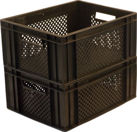 Ящик дрожжевой 400х300х180 перф, сплош. дно черный