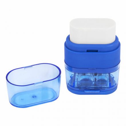 Точилки с ластиком 2 в 1 BRAUBERG "Double", НАБОР 2 ШТУКИ, 2 отверстия, синяя и зеленая, блистер, 271995