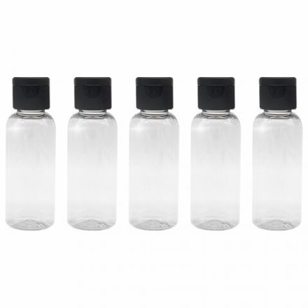 Дорожный набор флаконов в косметичке с наклейками, 5х50 мл, цвет черный, DASWERK (ДАСВЕРК), 609306