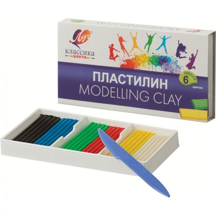 Пластилин классический Луч Классика 6 цветов 120 г со стеком