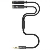 Разветвитель аудио PERO AD08 PREMIUM AUX SPLITTER MIC + SPEAK, черный