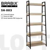 Стеллаж на металлокаркасе BRABIX "LOFT SH-003", 600х350х1500 мм, 5 полок, цвет дуб натуральный, 641236 Стеллаж на металлокаркасе BRABIX "LOFT SH-003", 600х350х1500 мм, 5 полок, цвет дуб натуральный, 641236