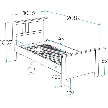 Кровать одинарная ШС_Сага 90х200 белая
