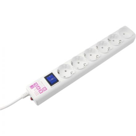 Сетевой фильтр Power Cube 1.9м 6 роз. (белый) 16А/3,5кВт(SPG(5+1)-16B-1,9М)