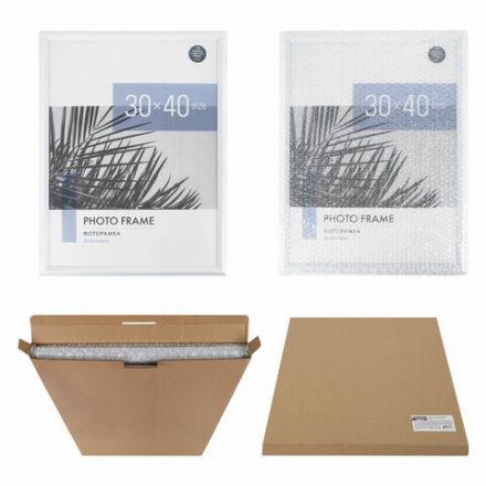 Рамка 30х40 см небьющаяся, багет 17,5 мм, пластик, BRAUBERG "Colorful", белая, 391242