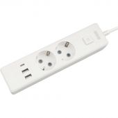 Удлинитель Power Cube, 2р с/з вык.,3USB, 3500 Вт,16А, 1.9м,3x1,0 (белый)