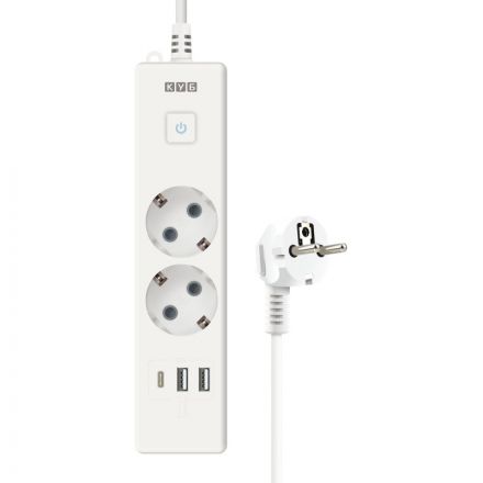 Удлинитель Power Cube, 2р с/з вык.,3USB, 3500 Вт,16А, 1.9м,3x1,0 (белый)