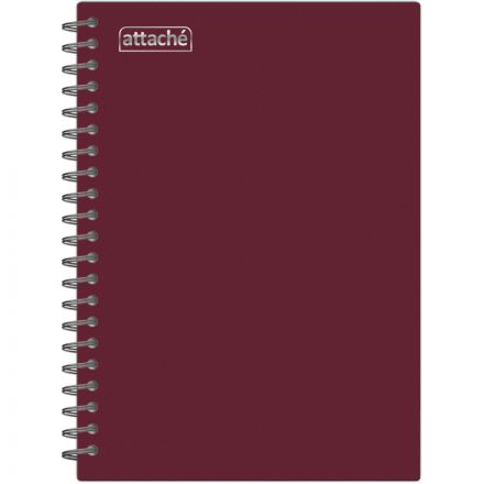 Бизнес-тетрадь А5 80л Attache гребень клетка пластик бордов с тиснением Бизнес-тетрадь А5 80л Attache гребень клетка пластик бордов с тиснением