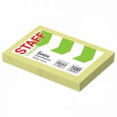Блок самоклеящийся (стикеры) STAFF STANDARD, ПАСТЕЛЬНЫЙ 76х51 мм, желтый, 100 листов, 116581