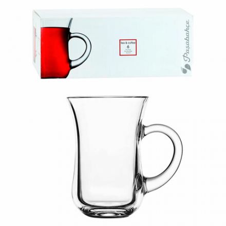 Кружка для чая с ручкой, 145 мл, КОМПЛЕКТ 6 штук, стекло, PASABAHCE "ЧАЙ И КОФЕ", фирменная подарочная упаковка, 55411 Кружка для чая с ручкой, 145 мл, КОМПЛЕКТ 6 штук, стекло, PASABAHCE "ЧАЙ И КОФЕ", фирменная подарочная упаковка, 55411