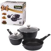 Набор посуды (сковорода 26 см, кастрюля 5 л, ковш 1,7 л, 2 съемных ручки, 2 крышки), МЕЧТА "Гранит Black", 001802 Набор посуды (сковорода 26 см, кастрюля 5 л, ковш 1,7 л, 2 съемных ручки, 2 крышки), МЕЧТА "Гранит Black", 001802