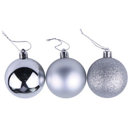 Шары ёлочные 6 шт., 6 см, "Trio", пластик, СЕРЕБРИСТЫЕ (глянец, матовый, глиттер), ЗОЛОТАЯ СКАЗКА, 590868 Шары ёлочные 6 шт., 6 см, "Trio", пластик, СЕРЕБРИСТЫЕ (глянец, матовый, глиттер), ЗОЛОТАЯ СКАЗКА, 590868
