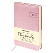 Ежедневник датированный 2026 А5 138x213 мм, BRAUBERG "Imperial", под кожу, розовый, 117065