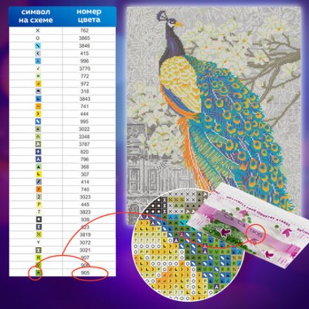 Картина стразами (алмазная мозаика) 40х50 см, ОСТРОВ СОКРОВИЩ "Павлин", без подрамника, 662411 Картина стразами (алмазная мозаика) 40х50 см, ОСТРОВ СОКРОВИЩ "Павлин", без подрамника, 662411
