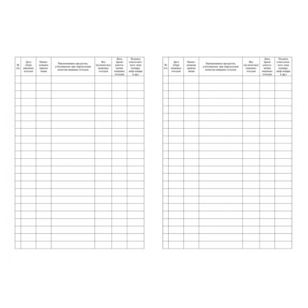 Журнал регистрации пищевых отходов А4 офсет блок 60г/обл.160г 64стр КЖ-7452