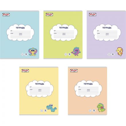 Тетрадь школьная А5 12л клетка Комус Класс Миники, в ассортименте, 2021682