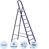 Стремянка Алюмет стальная окрашенная с алюминиевыми ступенями  9 ст. М8409