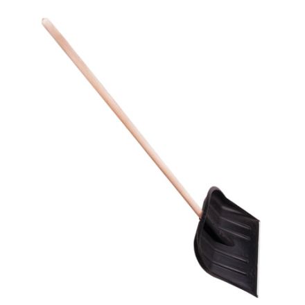 Лопата снеговая 46х40 см "НОМЕР 2" пластиковая, ДЕРЕВЯННЫЙ черенок 120 см, армирующая алюминиевая планка, № 2, 603556