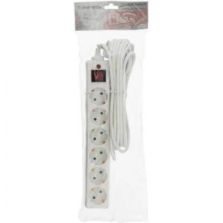 Сетевой фильтр BigTech CD6-5W1 (6р/5м/10А/2500Вт 1мм 2500Вт белый) Сетевой фильтр BigTech CD6-5W1 (6р/5м/10А/2500Вт 1мм 2500Вт белый)