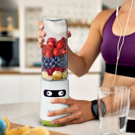 Блендер смузи-мейкер KITFORT КТ-3033-2, 150 Вт, 2 в 1, бутыль 300 мл, кофемолка 50 мл, белый