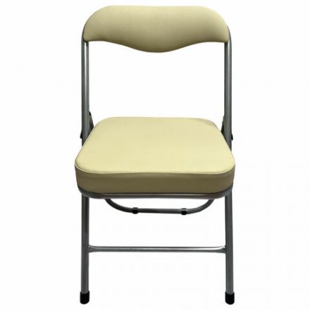 Стул складной для дома и офиса РС04К комфорт, серебристый каркас, кожзам бежевый