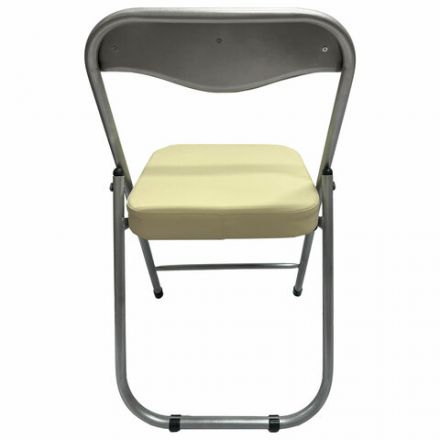 Стул складной для дома и офиса РС04К комфорт, серебристый каркас, кожзам бежевый