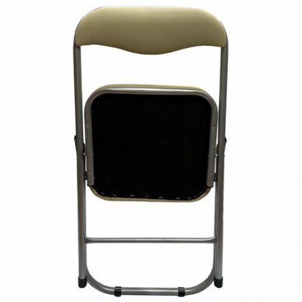 Стул складной для дома и офиса РС04К комфорт, серебристый каркас, кожзам бежевый